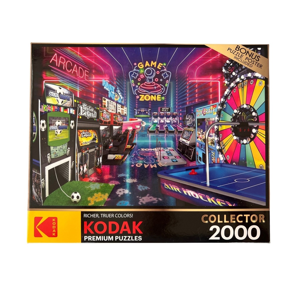 Kodak Premium Puzzle Fun Zone Arcade 2000 Piece Jigsaw Cra-Z-Art 8100 Neon Retro